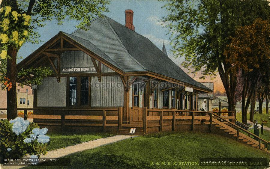 Postcard: Boston & Maine Railroad Station, Arlington Heights, Massachusetts